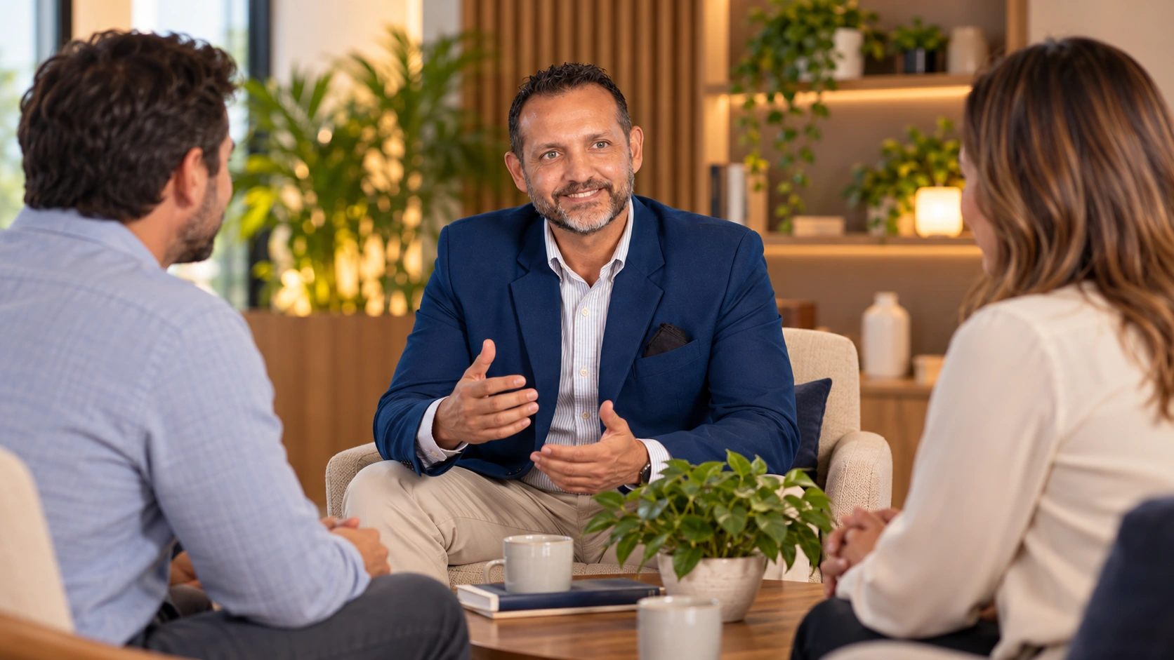 César conversando con una familia en una experiencia VÍNCULOS